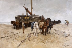 ビーチでの漁船 作： Anton Mauve